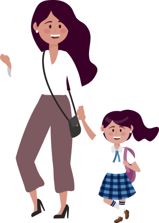Parent and student walking together